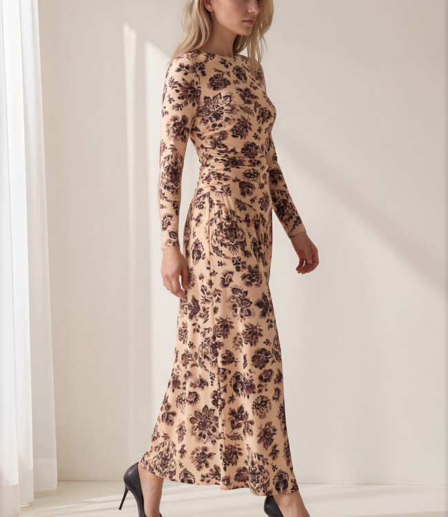 MI PIACE Travel Dress Light Ornamental Flowers Print 202867 Sand