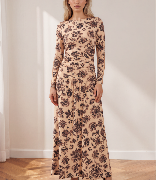 MI PIACE Travel Dress Light Ornamental Flowers Print 202867 Sand