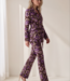MI PIACE Travel Broek Straight Bonded Ornamental Flowers Print 202624 Winter Purple
