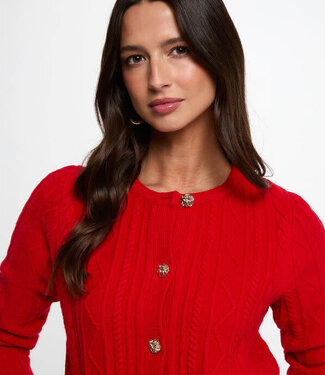 Morgan Buttoned Cardigan Sweater 262-Mtomas Red