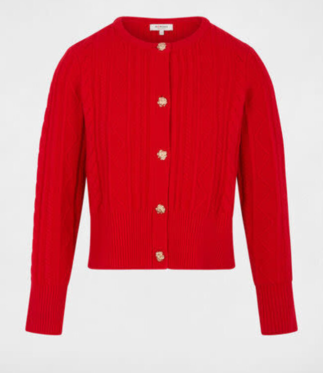 Morgan Buttoned Cardigan Sweater 262-Mtomas Red