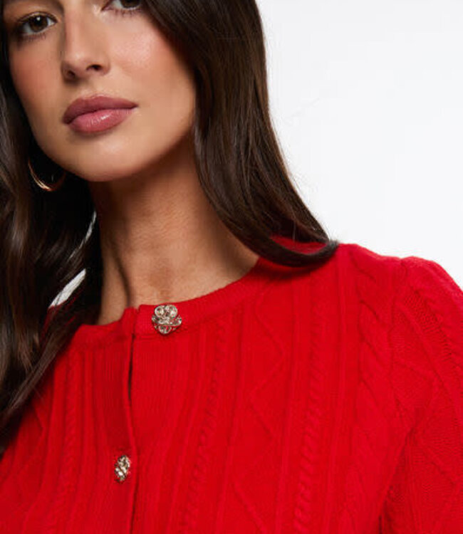 Morgan Buttoned Cardigan Sweater 262-Mtomas Red