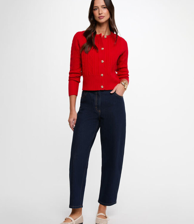 Morgan Buttoned Cardigan Sweater 262-Mtomas Red
