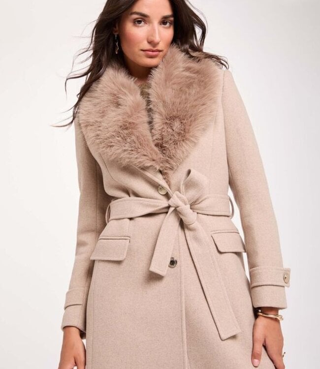 Morgan Belted Long Coat 262-Gpeaks Beige