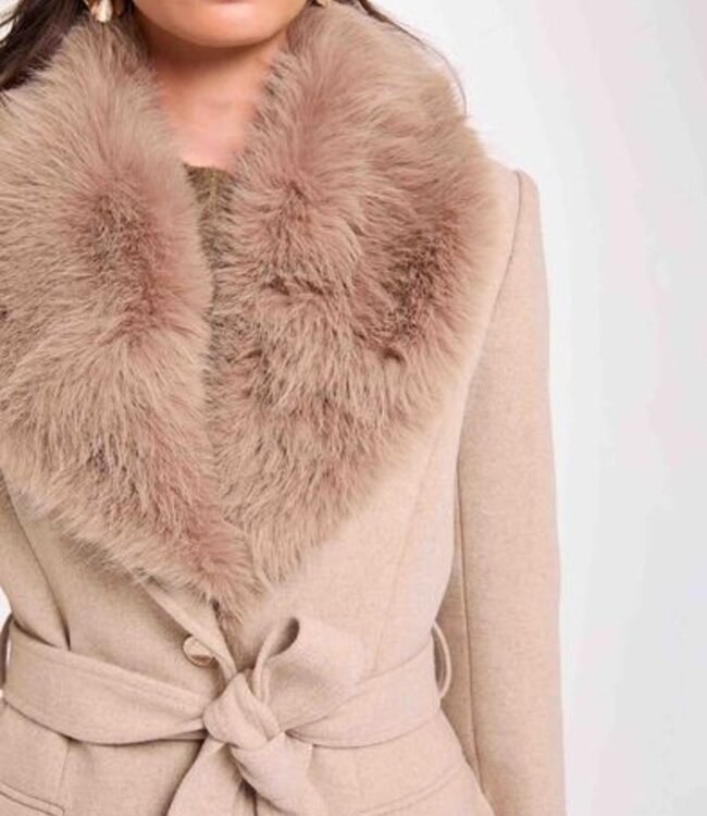 Morgan Belted Long Coat 262-Gpeaks Beige