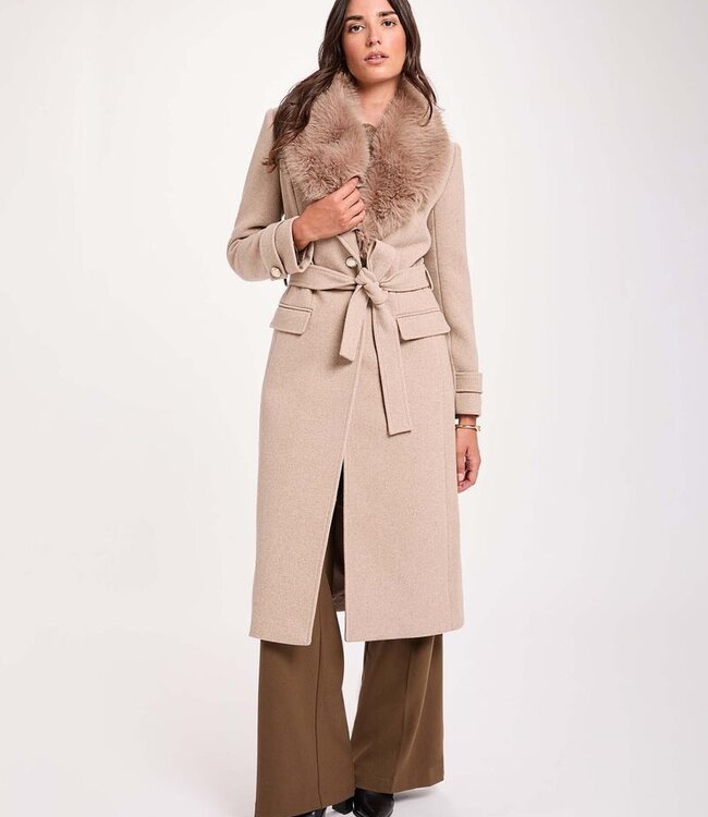 Morgan Belted Long Coat 262-Gpeaks Beige