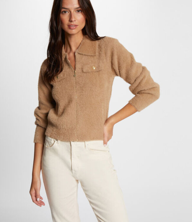 Morgan Vest met Lange Mouwen en Reverskraag 232-Mdomi  Camel