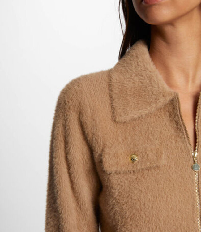 Morgan Vest met Lange Mouwen en Reverskraag 232-Mdomi  Camel