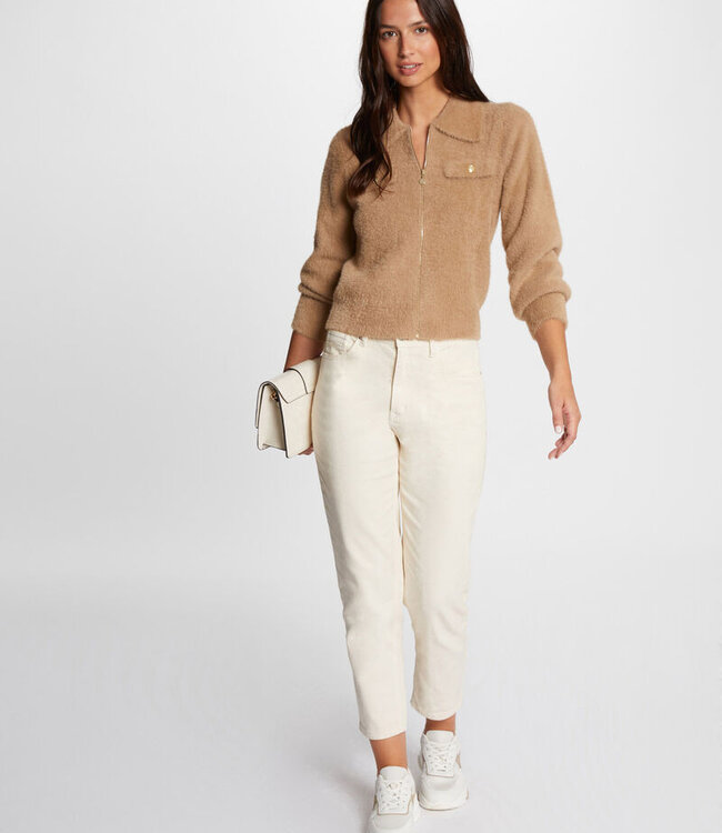 Morgan Vest met Lange Mouwen en Reverskraag 232-Mdomi  Camel