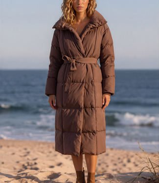 Winterjas Gewatteerde Lang Do Coat 7516 Brown