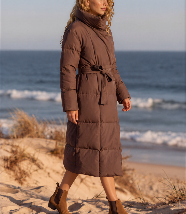 Winterjas Gewatteerde Lang Do Coat 7516 Brown