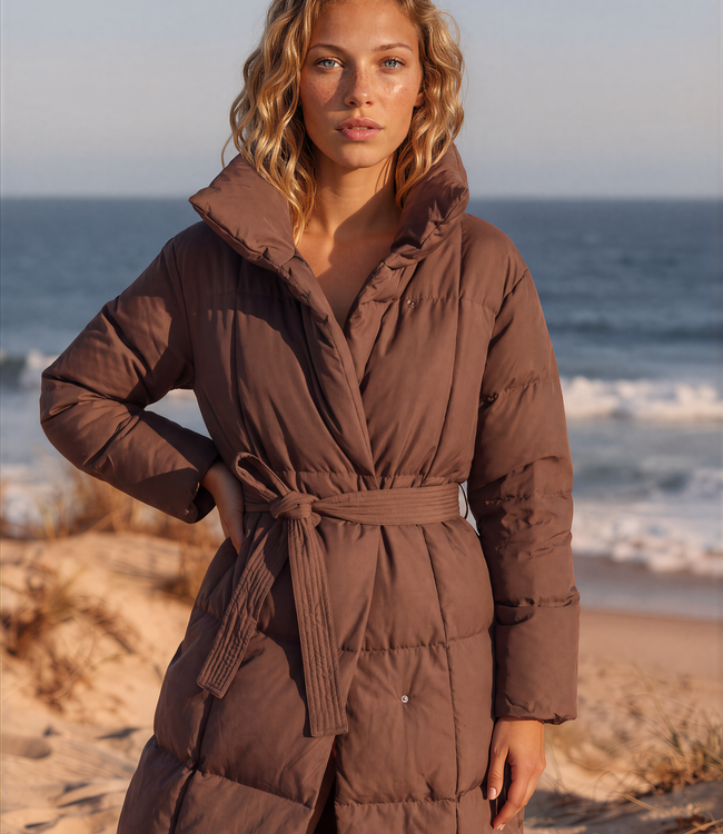 Winterjas Gewatteerde Lang Do Coat 7516 Brown