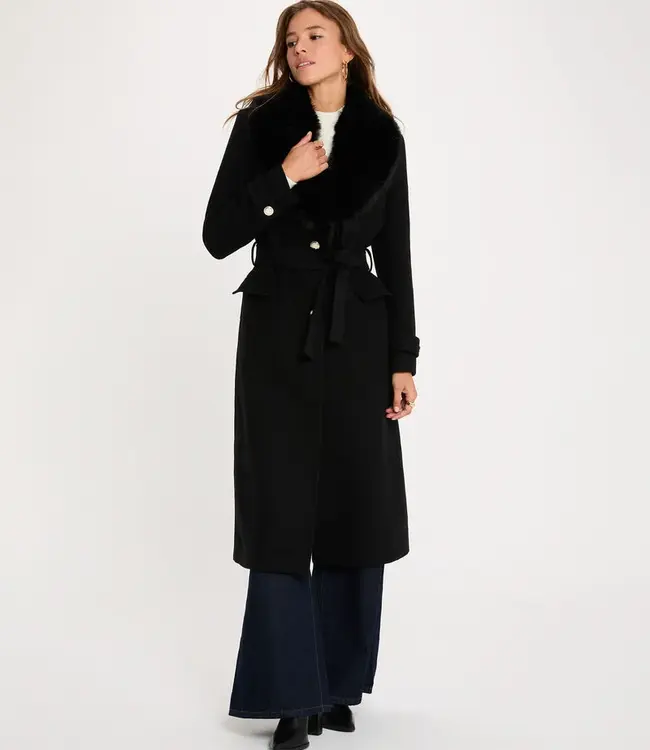 Morgan Belted Long Coat 262-Gpeaks Black