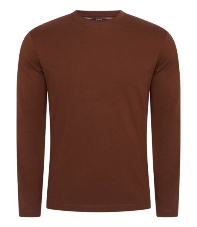 MI PIACE Men Cotton Shirt Long Sleeves 202063 Brown Stone