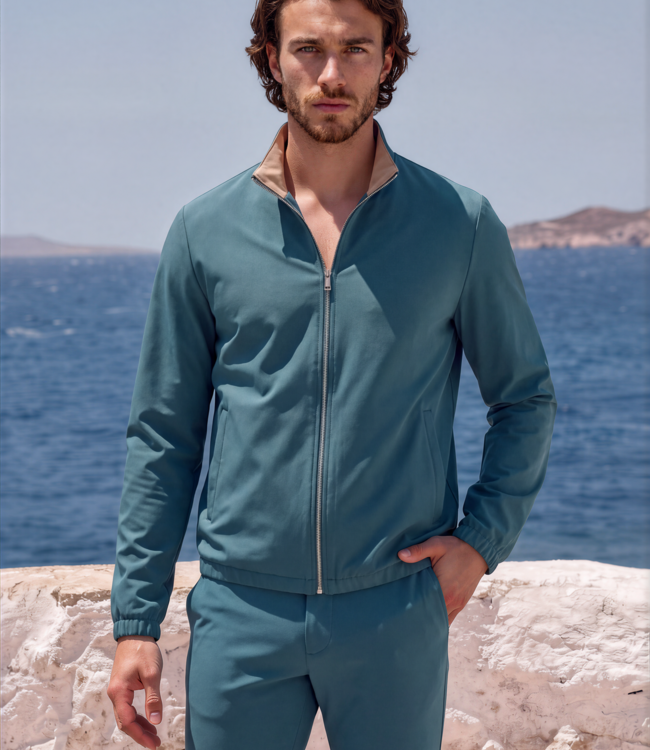 MI PIACE Travel Men Jacket Reversible 202062 Teal Blue | Falcon