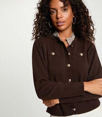 Morgan Cardigan with jewel buttons 262-Mcavalo Dark Brown