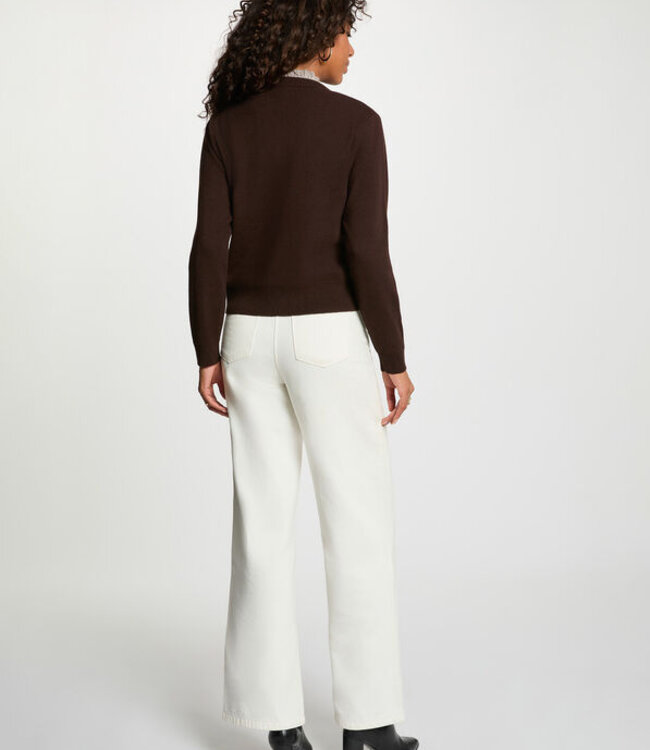 Morgan Cardigan with jewel buttons 262-Mcavalo Dark Brown