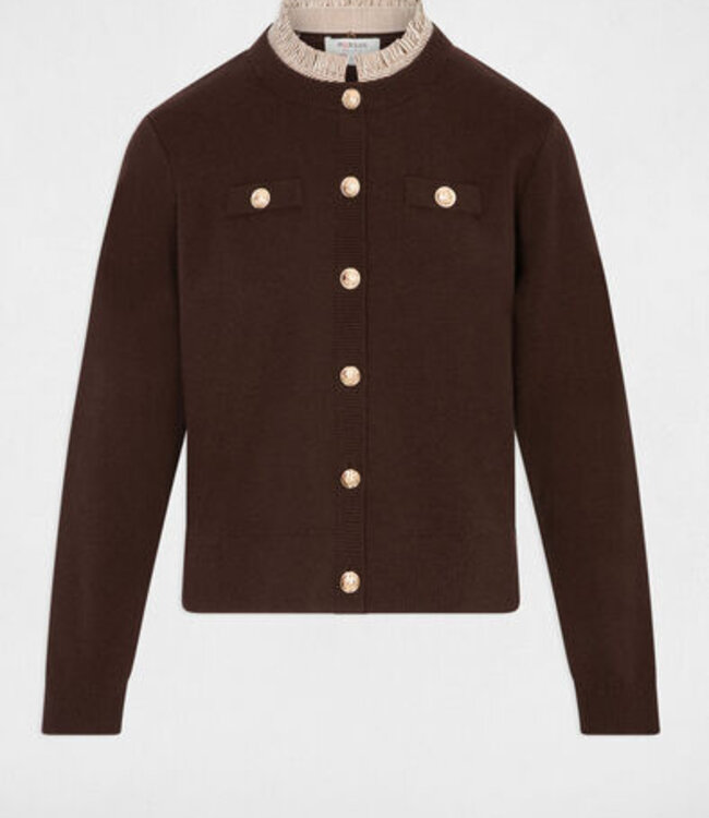 Morgan Cardigan with jewel buttons 262-Mcavalo Dark Brown