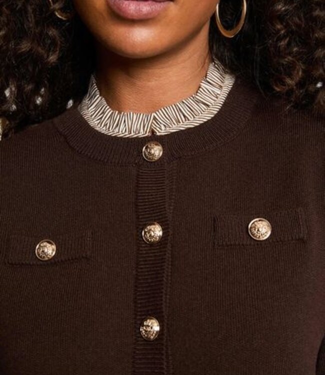 Morgan Cardigan with jewel buttons 262-Mcavalo Dark Brown
