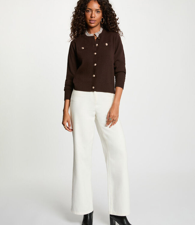 Morgan Cardigan with jewel buttons 262-Mcavalo Dark Brown