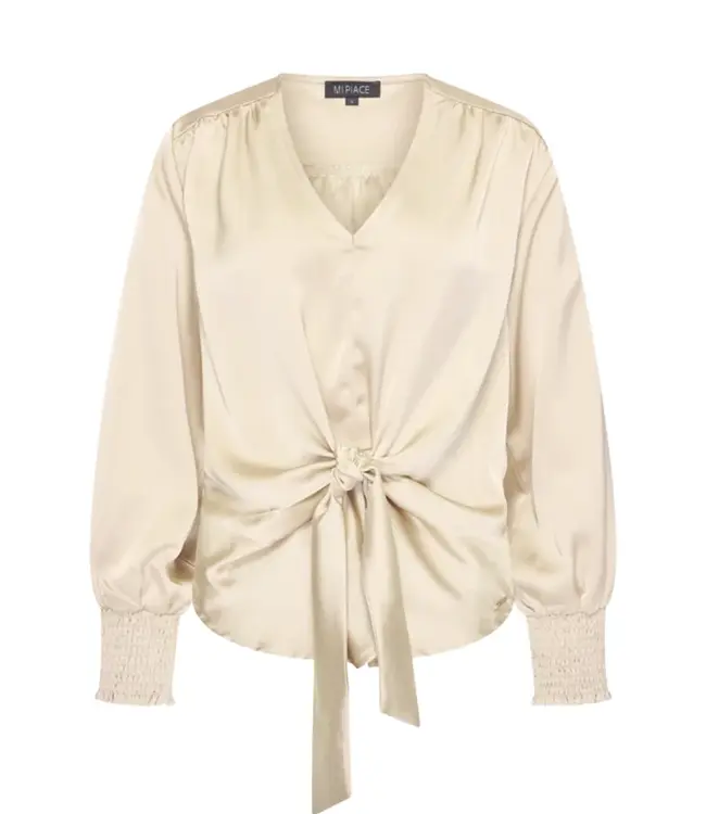 MI PIACE Blouse Knotted Satin  202910 Sand