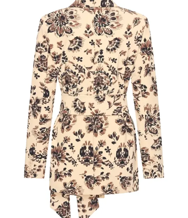 MI PIACE Travel Blazer Belted Ornamental Flowers Print 202823 Sand