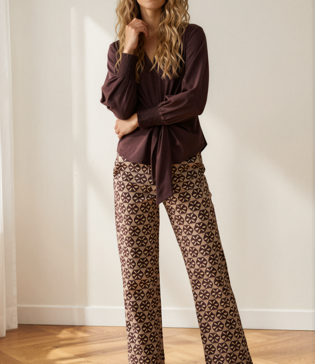MI PIACE Heavy Travel Broek Harvest Ikat Print 202136 Espresso