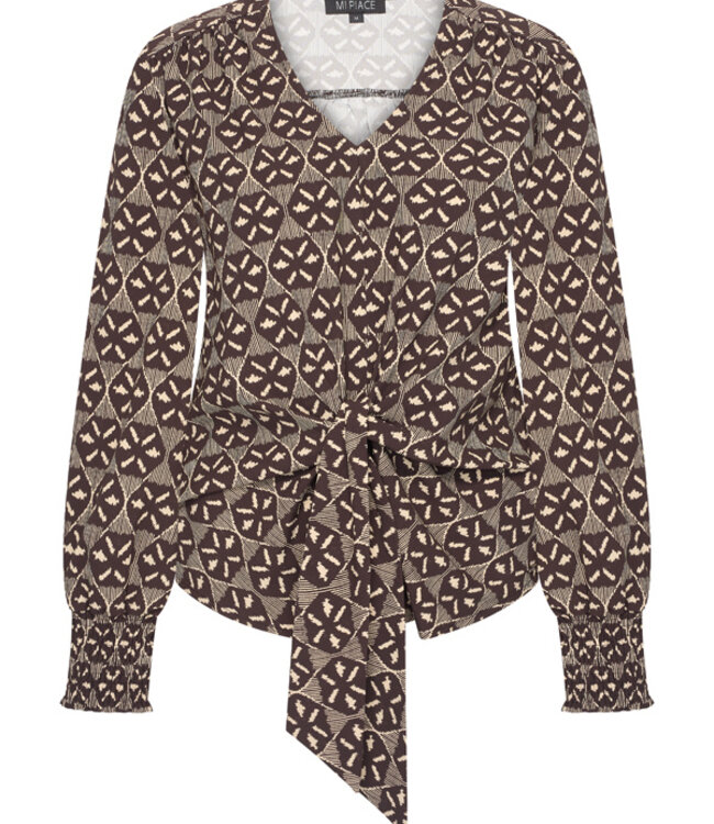 MI PIACE Travel Top Knotted Harvest Ikat Print 202898 Espresso