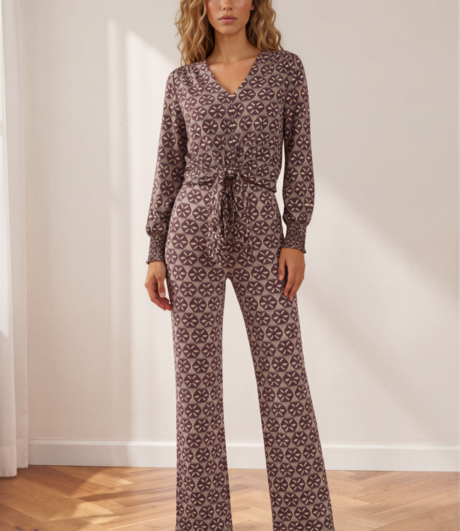 MI PIACE Heavy Travel Broek Harvest Ikat Print 202136 Espresso