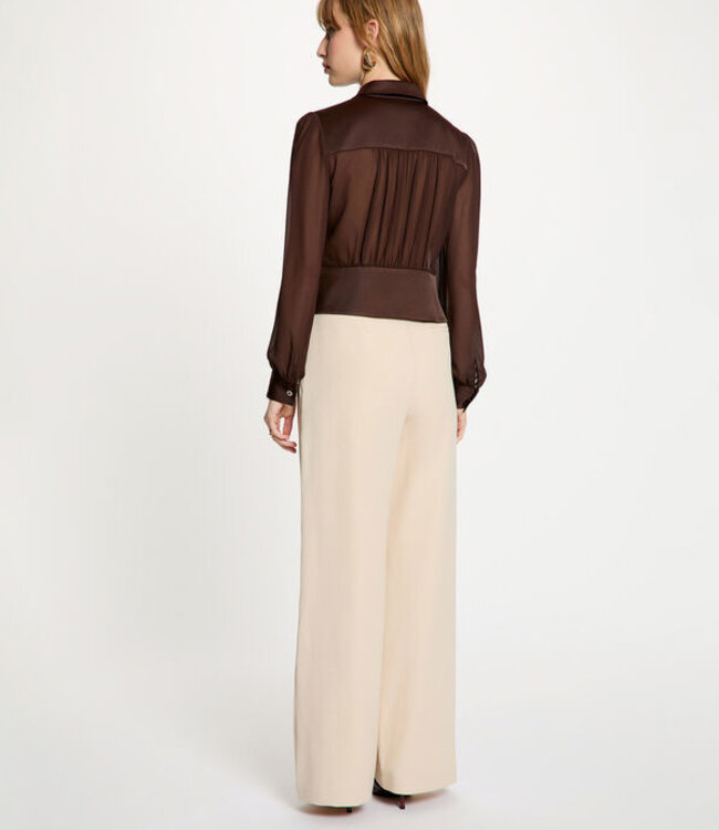 Morgan Blouse met lange mouwen en Plooien 232-Cloclo Brown