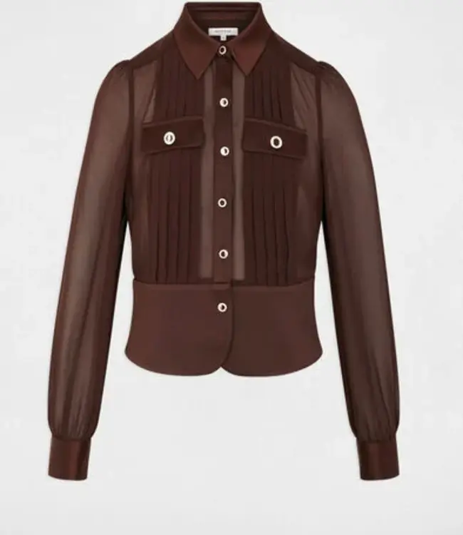 Morgan Blouse met lange mouwen en Plooien 232-Cloclo Brown