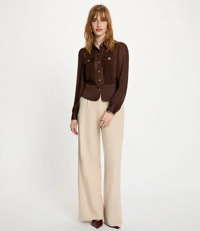 Morgan Blouse met lange mouwen en Plooien 232-Cloclo Brown