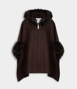 Morgan Poncho van imitatiebont 262-5ELSA Dark Brown