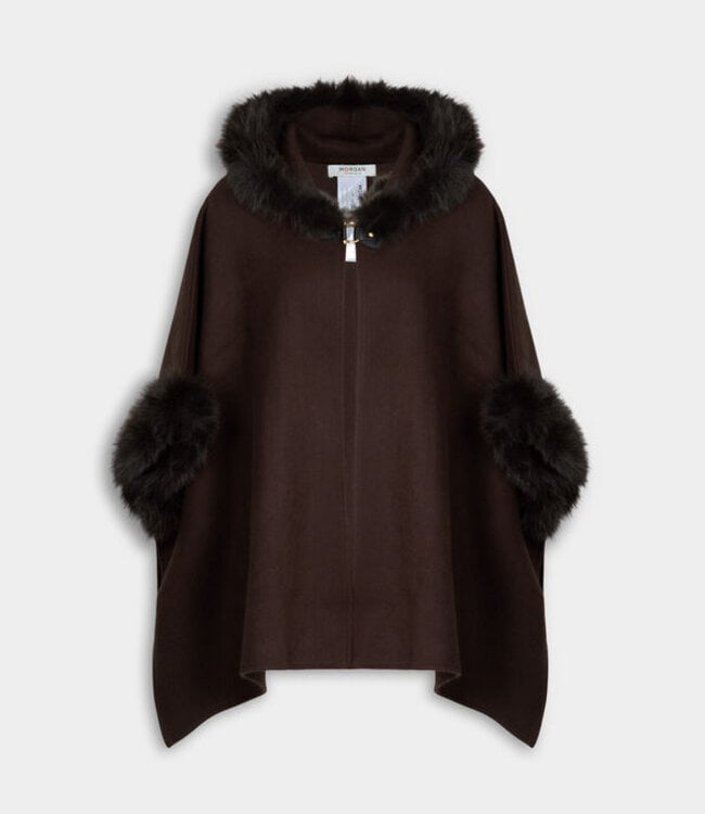 Morgan Poncho van imitatiebont 262-5ELSA Dark Brown