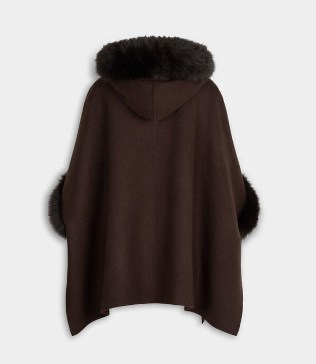 Morgan Poncho van imitatiebont 262-5ELSA Dark Brown