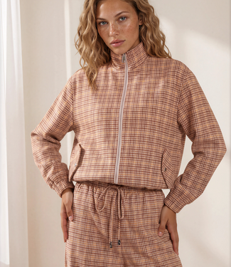 MI PIACE Travel Funnel Jacket Oversized  Harvest Tweed Print 202868  Fired Brick