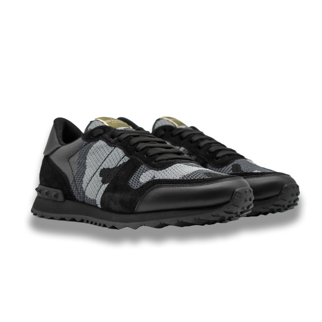 Valentino Garavani MeshCamo Rockrunner Sneakers Zwart Grijs - Merkmode