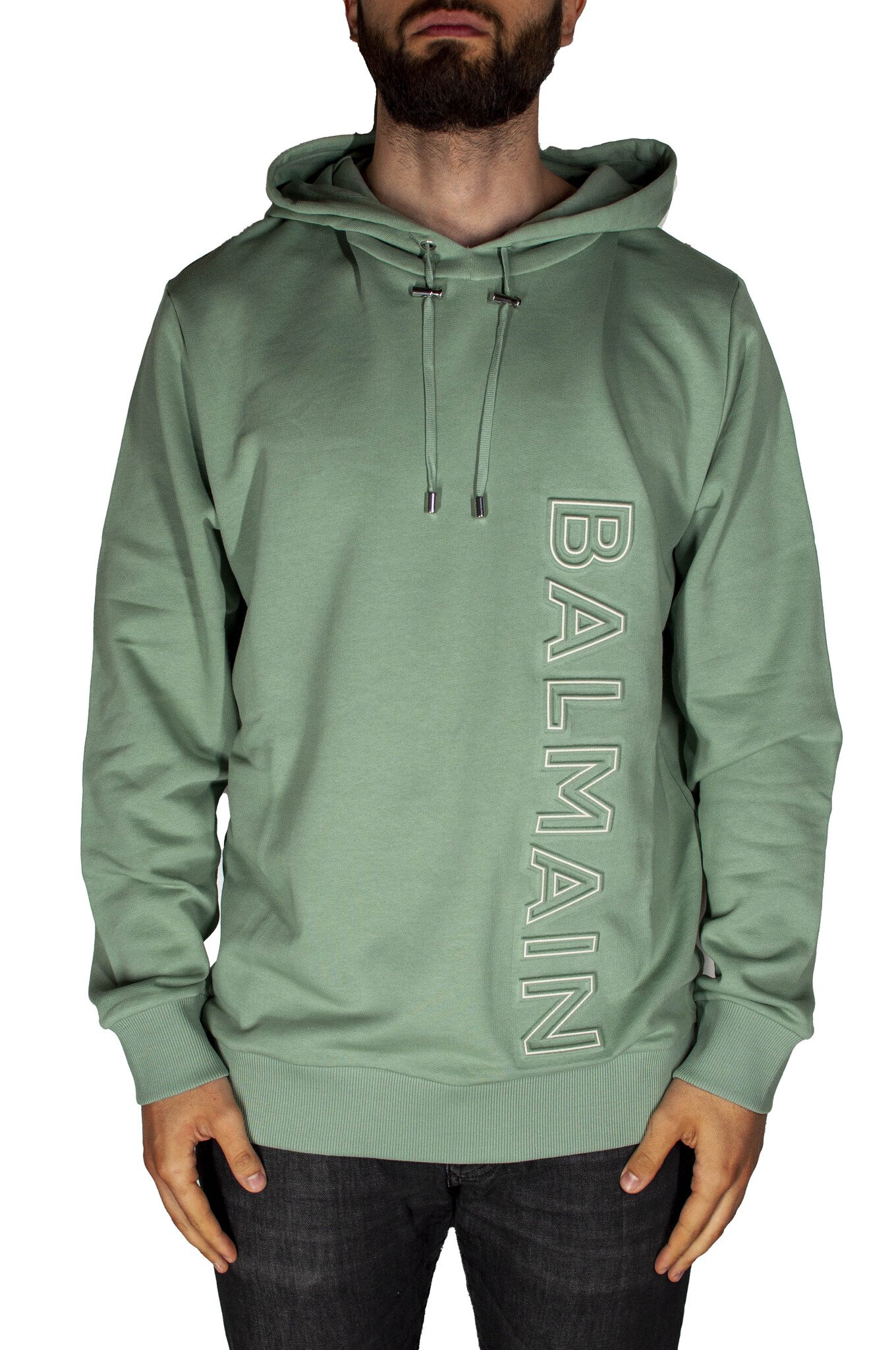 Balmain Embossed Monogram Hoodie Sweatshirt In Camel