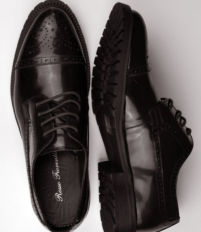 Rosso Fiorentino shiny brown lace-up business shoes
