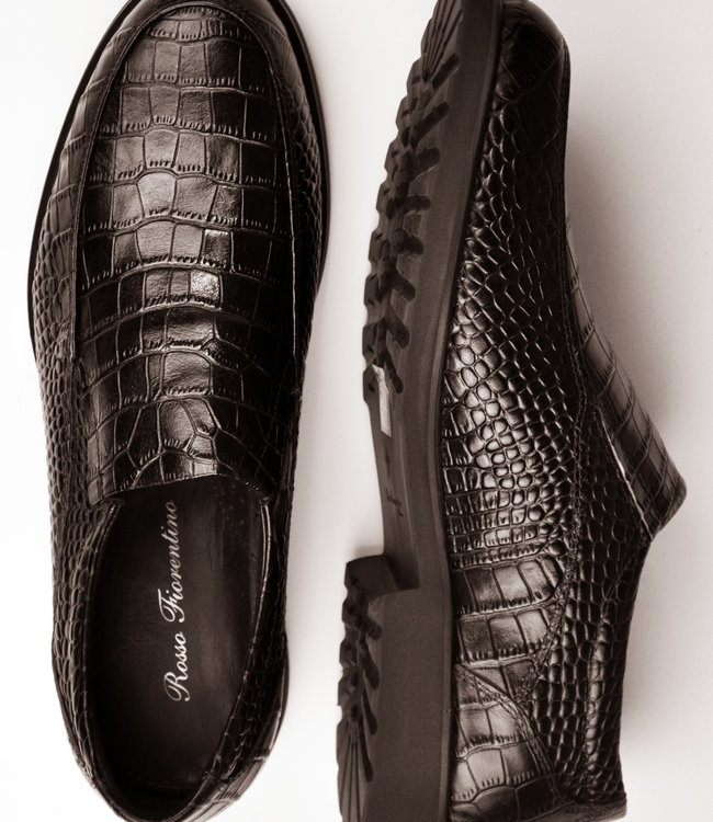Rosso Fiorentino croco print brown business-slippers