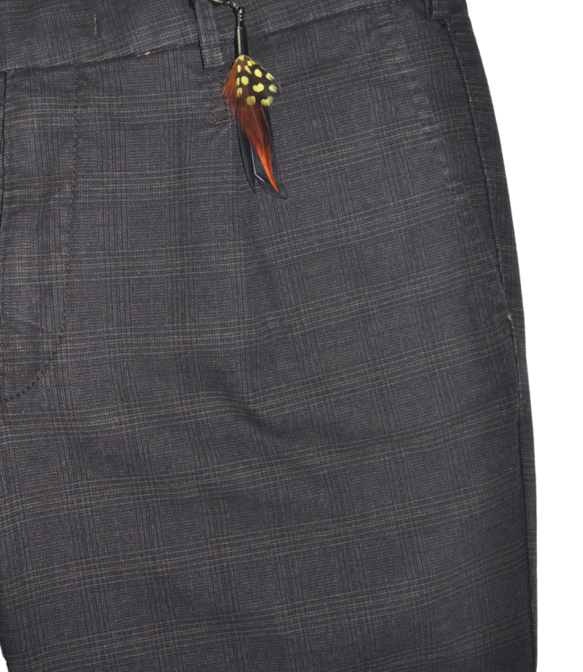MMX Leo Brown Chino Pants with Checked Print