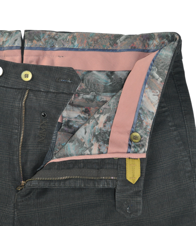 MMX Leo Pantaloni Chino Marrone con Stampa a Quadri