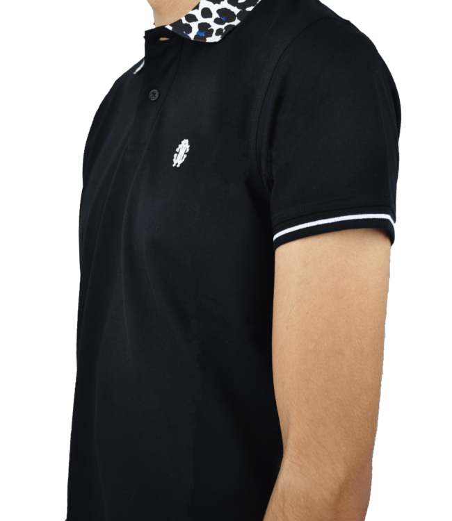 Roberto Cavalli Black Polo Shirt  with Printed Collar