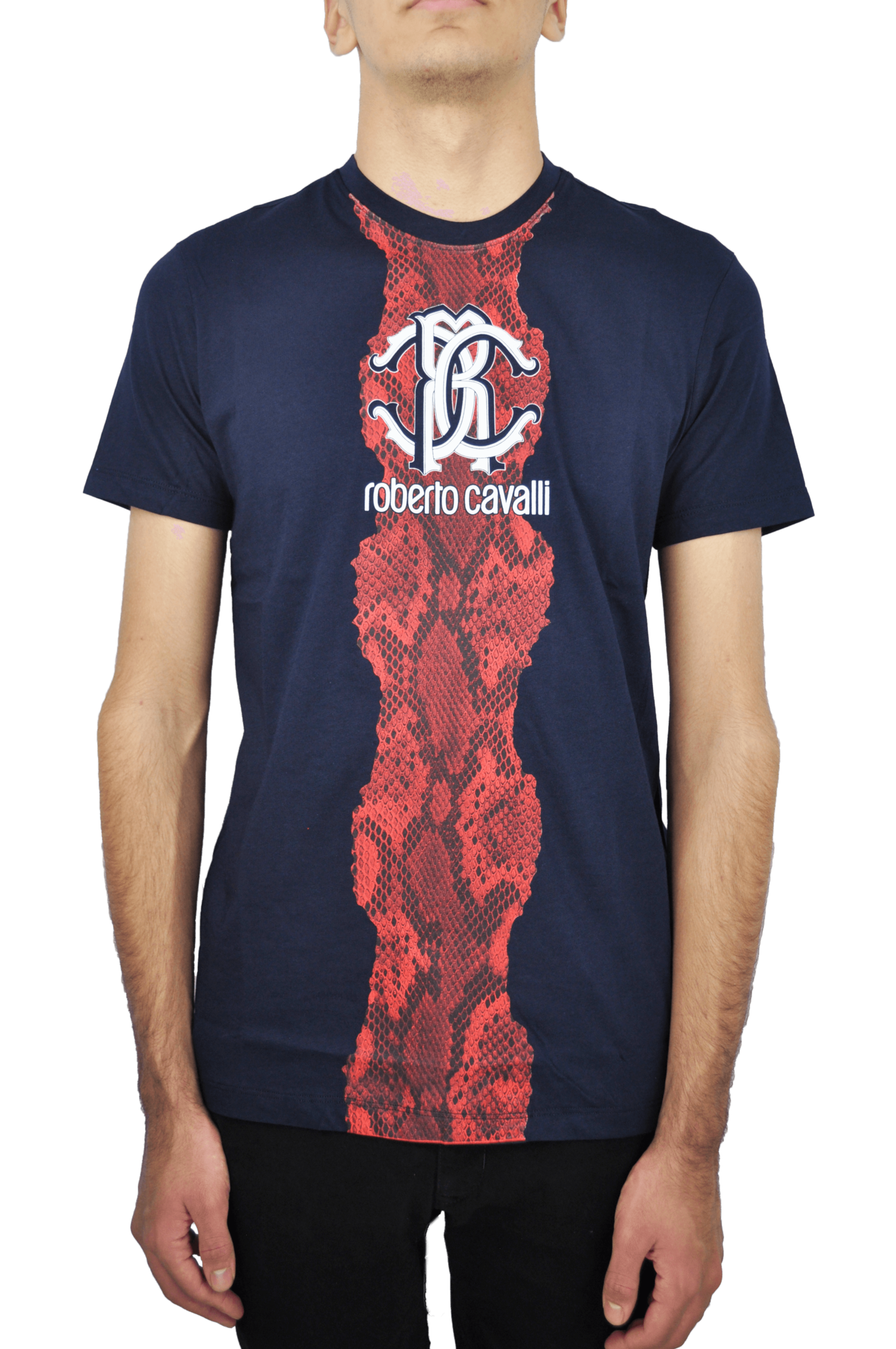 ROBERTO CAVALLI PRINT T SHIRT-BLUE.