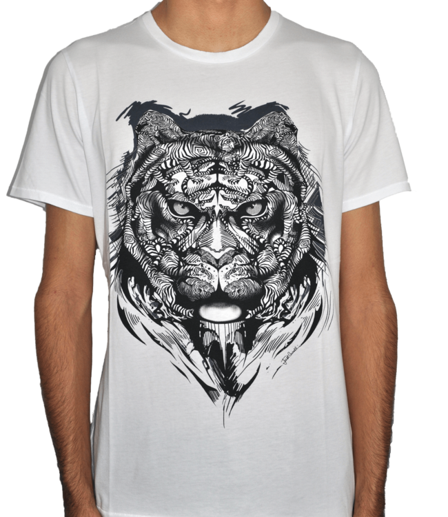 Just Cavalli Weisses T-shirt mit Tigergrafikdruck