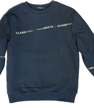 Class Cavalli Felpa - Nera con applicazione nera in tessuto
