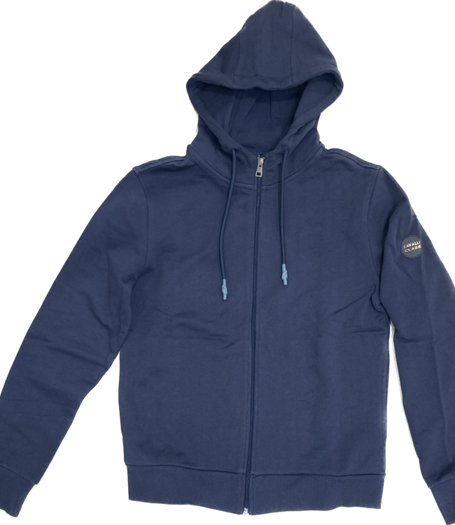 Class Cavalli Felpa con cappuccio e cerniera blu 100% cotone