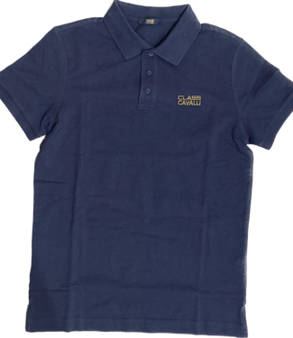 Class Cavalli Blaues Poloshirt - mit goldener Schrift