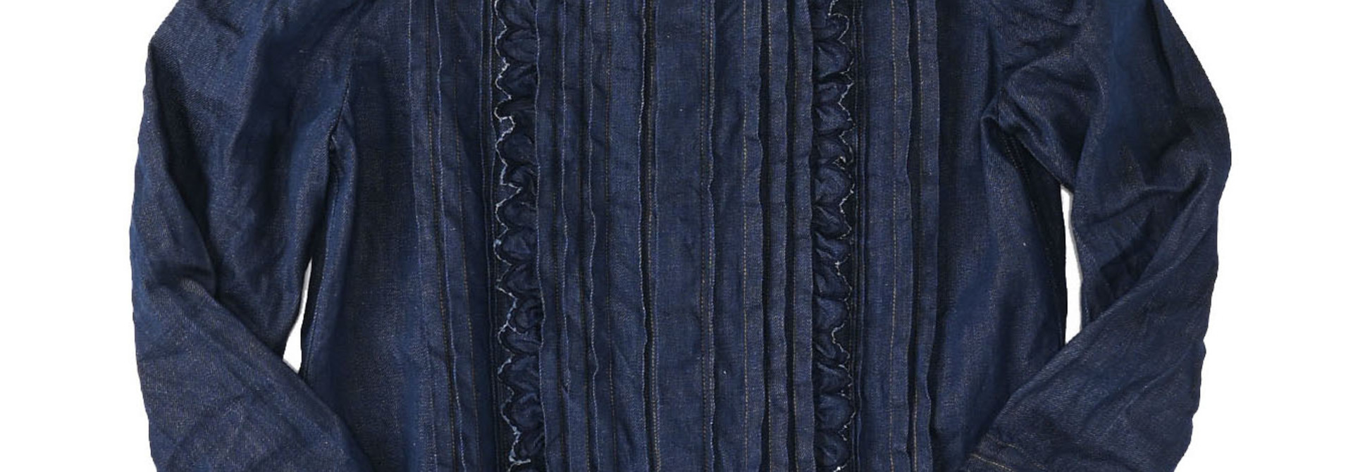 Komugi Denim Tuck Lace Blouse