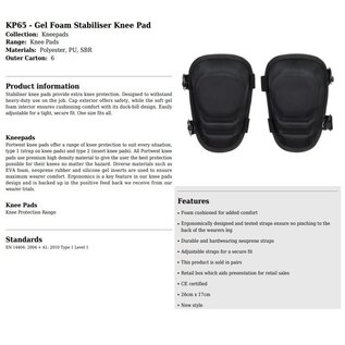 Portwest KP65 - Gel Foam Stabiliser Knee Pads Black